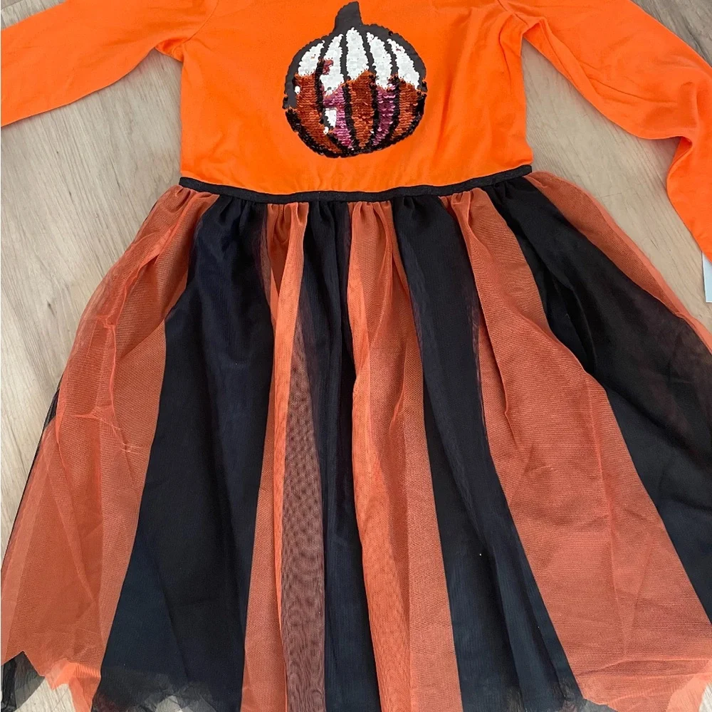 Cat and Jack new pumpkin dress long sleeves orange size 14